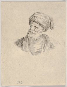 Lámina 12: Busto de un anciano turco con turbante, mirando hacia la izquierda, de «Diversas cabezas y figuras» de Stefano della Bella