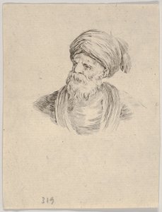 Placa 12: busto de un anciano turco con turbante, mirando hacia la izquierda, de Varios..., 1650