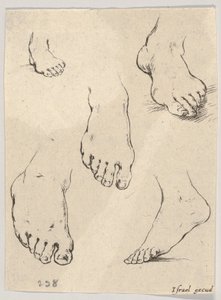 Placa 7: Cinco pies, del Libro para Aprender a Dibujar Livre pour apprendre à dessiner, ca. 1649 de Stefano della Bella