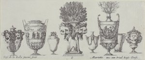 Plato seis de la colección de varios jarrones de Stefano della Bella