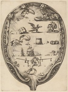 Pantalla que representa el rebus italiano de la fortuna de Stefano della Bella