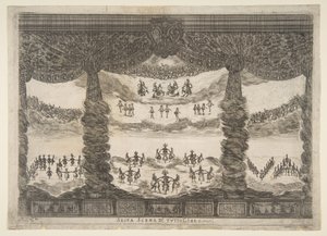 Sexta escena, los cielos, de El matrimonio de los dioses Le nozze degli Dei, 1637 de Stefano della Bella