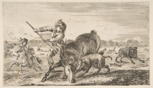 Ciervo acorralado, de Cacerías de animales de Stefano della Bella