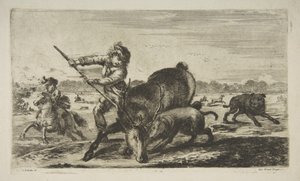 Ciervo acorralado, de Cacerías de animales, ca. 1654 de Stefano della Bella