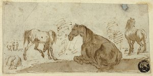 Estudios de caballos en un paisaje