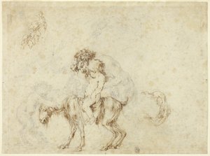 Estudio para Familia de Sátiros Caminando (recto); Bocetos de Cinco Vasijas Decorativas (verso) de Stefano della Bella
