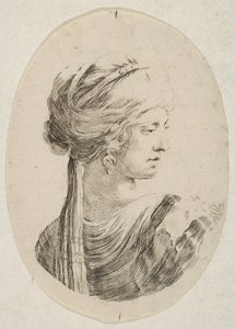 Sultana con turbante, de perfil a la derecha, de 