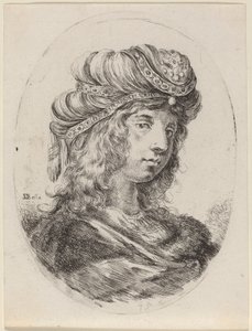 Sultana con turbante a rayas, girada a la derecha de Stefano della Bella