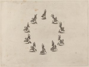 Diez caballeros en un círculo de Stefano della Bella