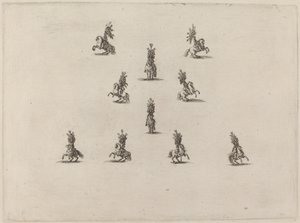 Diez caballeros con grandes cascos con plumas, 1652