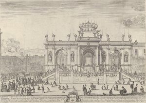 El altar del santo sacramento, a la izquierda, el sacramento bajo un dosel, llevado en procesión, ca. 1648 de Stefano della Bella