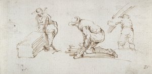 Estudios de tres figuras de Stefano della Bella