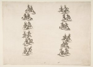 Veinticuatro Caballeros Luchando en Dos Columnas, 1652 de Stefano della Bella