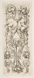 Dos Cabezas de Camello Enfrentadas con Cuerpos Terminando en Ornamento, ca. 1653 de Stefano della Bella