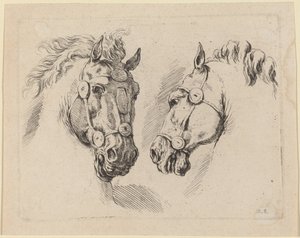 Dos cabezas de caballo, probablemente 1649 de Stefano della Bella