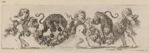 Dos leopardos saltando un festón sostenido por niños, probablemente 1648