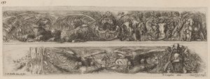 Dos bandas ornamentales con leopardos encadenados y águilas