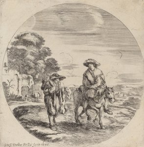 Dos campesinos viajando en un paisaje, 1656 de Stefano della Bella