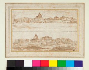 Dos vistas de Roma con el Vaticano de Stefano della Bella