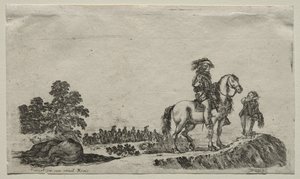 Varias figuras y paisajes: Un jinete perdido preguntando el camino, 1649 de Stefano della Bella