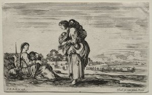Varias Figuras y Paisajes: Dos Madres Charlando Juntas, 1649 de Stefano della Bella