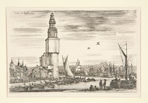 Vista de Ámsterdam, de la serie Vistas de puertos marítimos de Stefano della Bella
