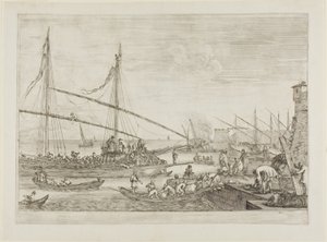 Vista de fortificaciones, de Vistas del puerto de Livorno de Stefano della Bella