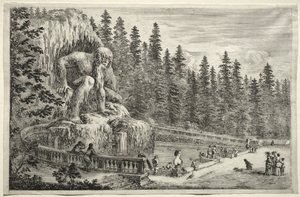 Vistas de la Villa de Pratolino: Estatua Colosal de los Apeninos de Stefano della Bella