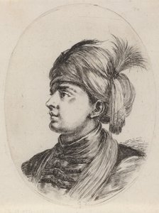 Joven moro con turbante emplumado, girado a la izquierda, 1649-1650 de Stefano della Bella