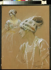 Portrait de la ballerine Vera Fokina (1886-1958) (Retrato de la bailarina de ballet V. Fokina). Oeuvre de Stepan Fyodorovich Chuprinenko (1870-?), pastel sobre cartón