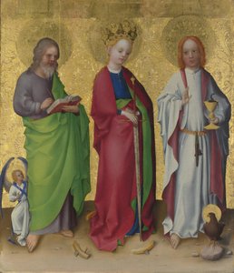 Santos Mateo, Catalina de Alejandría y Juan el Evangelista, c. 1450