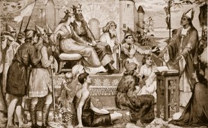 San Agustín predicando a los Sajones, 597, ilustración de 