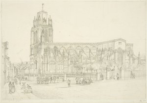 Vista sur de la Iglesia de St Mary Redcliffe, c.1835 de Stephen C. Jones