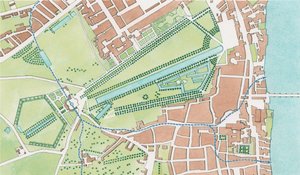 Curso del río Tyburn, Westminster en 1747 (tinta y acuarela) de Stephen Conlin