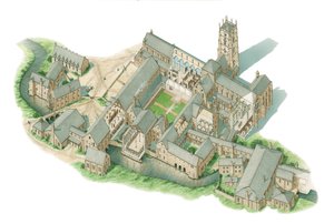 Fountains Abbey, Yorkshire, c.1520-1539 (tinta y acuarela) de Stephen Conlin