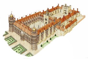 Palacio de Nonsuch, Surrey, c.1540-1600 (tinta y acuarela)