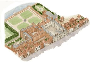 Somerset House, Londres, c.1609-1630 (tinta y acuarela) de Stephen Conlin