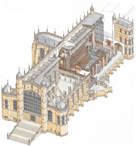 Capilla de San Jorge, Windsor, c.1900-2023 (dibujo de 2003) (tinta y acuarela)