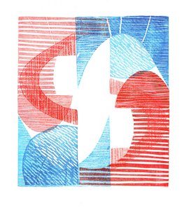 1961 III, 2016 (impresión linograbada sobre papel) de Stephen Dow