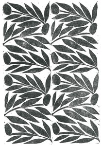 Ramas de olivo, 2015 (linograbado sobre papel) de Stephen Dow