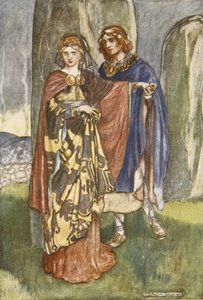 Cuchulain habla con Emer, ilustración de "Cuchulain, The Hound of Ulster", de Eleanor Hull (1860-1935) de Stephen Reid