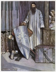 Ilustración de Siegfried el matadragones (litografía en color) de Stephen Reid