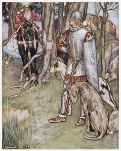 Ilustración de Siegfried el matadragones (litografía en color)