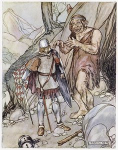 Ilustración de Siegfried el matadragones (litografía en color)