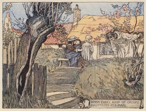 Ilustración para The Deserted Village de Oliver Goldsmith (litografía en color) de Stephen Reid