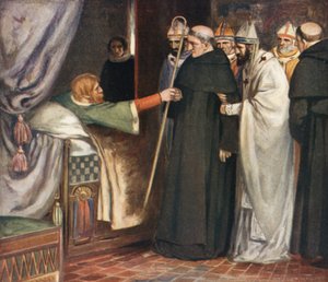 San Anselmo rechazando el arzobispado (litografía en color) de Stephen Reid