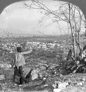 Vista general sobre las 450 pagodas desde la colina Mandalay, Birmania, 1908