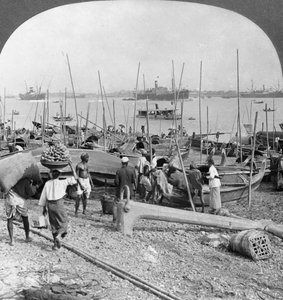 Puerto de Rangún en el río Irawaddy, Birmania, 1908