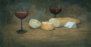 Vino tinto y queso de Steve Mitchell