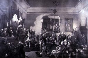 La Inauguración de Robert Burns (1759-96) como Poeta Laureado en la Logia, Canongate, Edimburgo de Stewart Watson